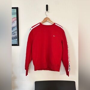 TOMMY JEANS RED LOGO TAPE SLEEVE CREWNECK SWEATSHIRT SPELLOUT Y2K STREETWEAR M